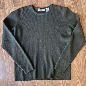 VTG Chaus 100% Wool Womens Sweater Large Army Green Long‎ Sleeve Knit Relaxed